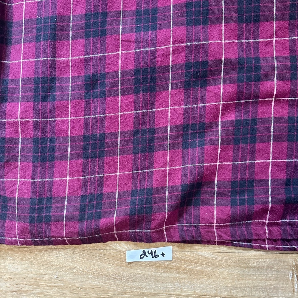 Vtg L.L.Bean Men's Scotch Plaid Flannel Robe Maroon Blue Tartan Cotton Size L - Picture 7 of 8